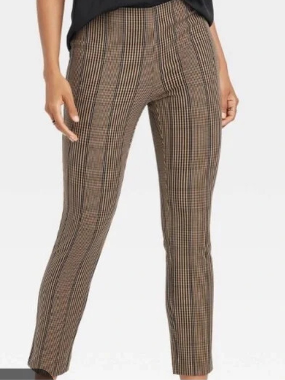 a new day Brown Plaid Slim Ankle Pants 11